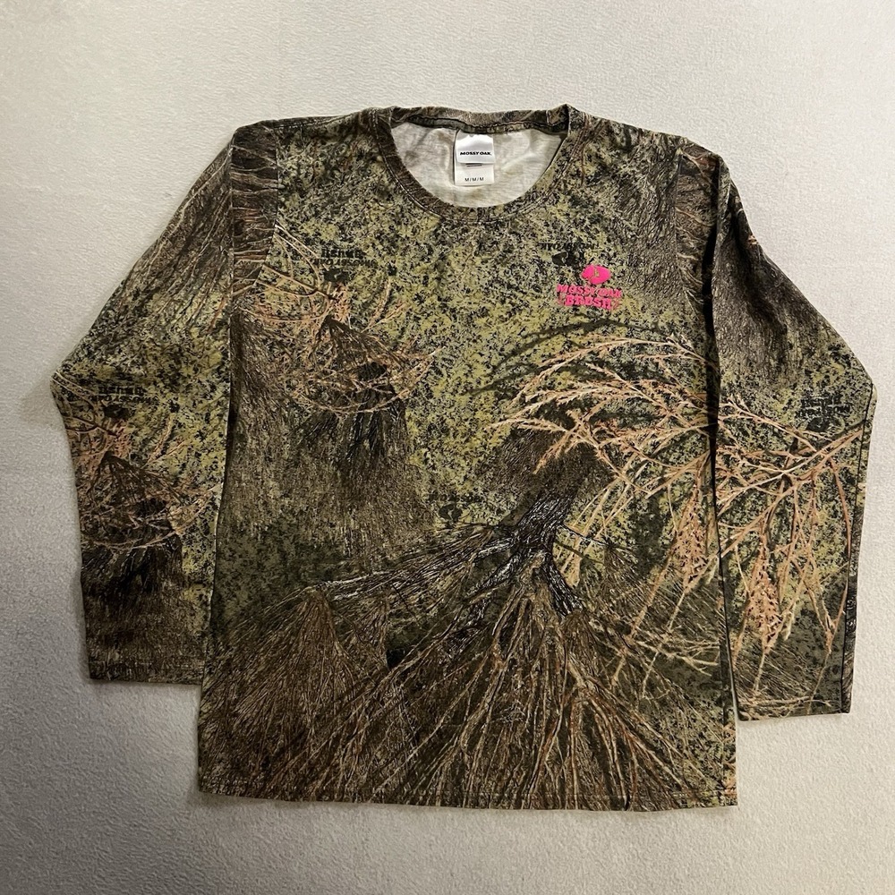 Magellan Mossy Oak Shirt Womens Medium Long Sleeve Brush Camo Hunting Cotton